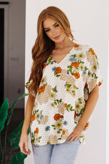  Good Morning Floral V-Neck Blouse