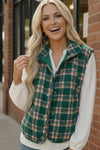Put Together Evergreen Plaid Quilted Puffer Vest