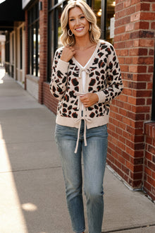  Leopard Love Lace-Up Cardigan
