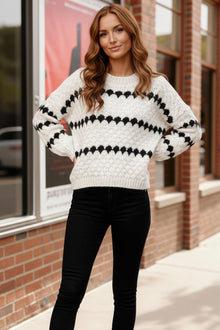  Snowfall Diamonds Black and White Sweater