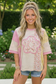 Patchwork Flower Oversized Tee in Pink and Yellow