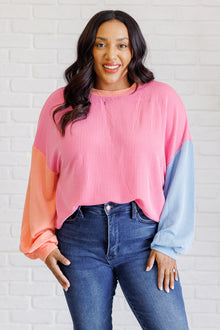  Hit Me With Your Best Shot Colorblock Top in Bright Pink