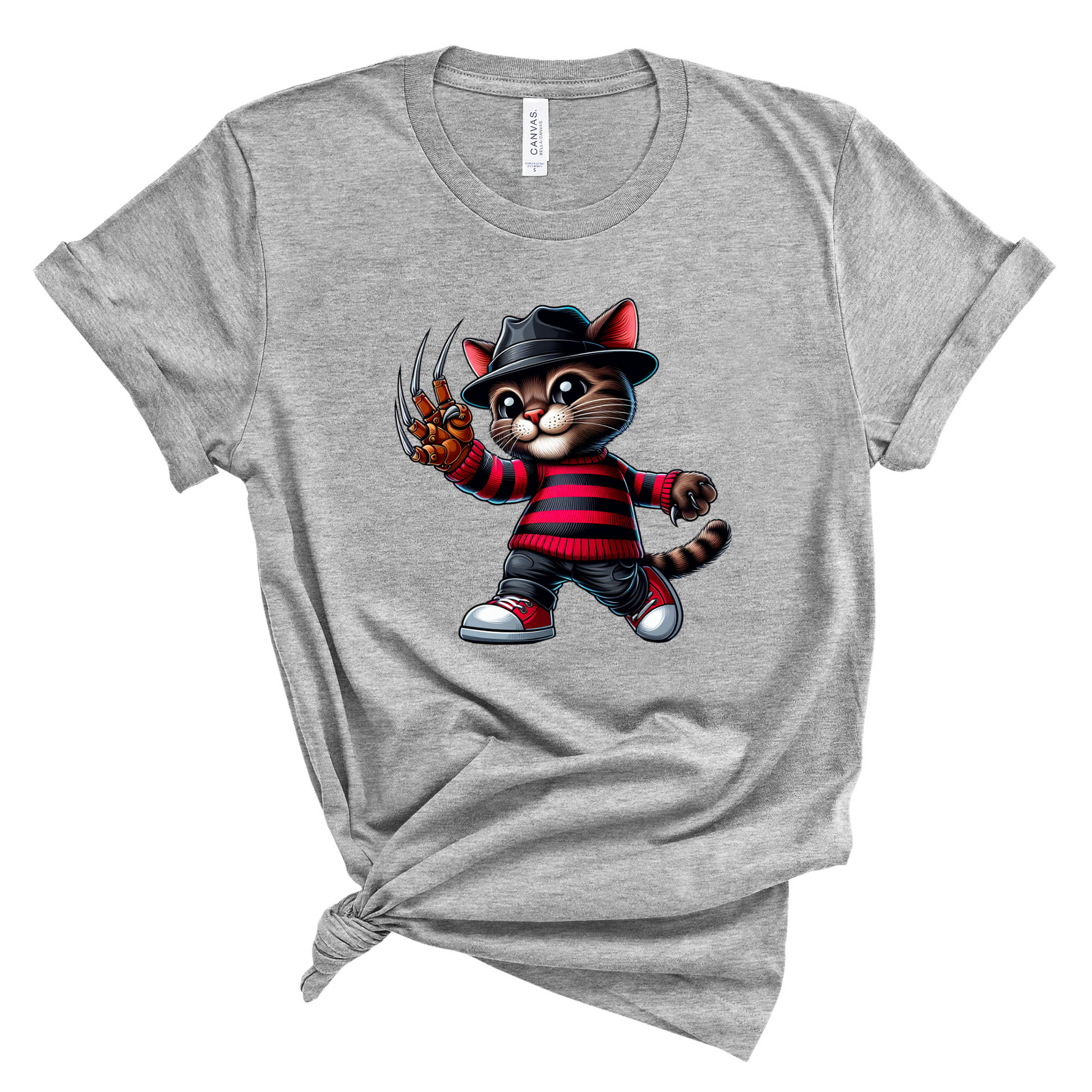Wholesale Horror Kitty Claws Graphic Tee - Grey Tee