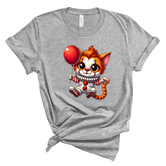 Wholesale Horror Kitty Clown Graphic Tee - Grey Tee
