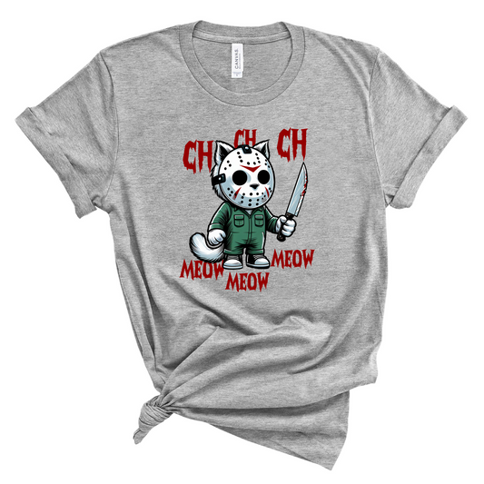 Wholesale Horror Kitty Mask Graphic Tee - Grey Tee