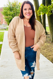  You Got This Oatmeal Striped Knit Open Cardigan