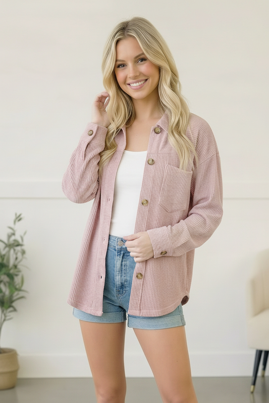 Coffee Run Corduroy Shacket