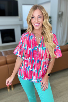  Art Exhibit V-Neck Blouse