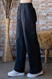  Busy Mornings Black Cargo Wide Leg Trousers