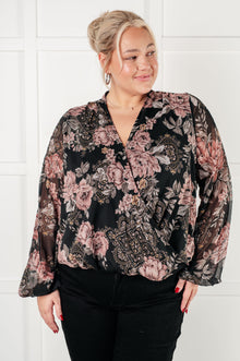  I Wish We Had it All Surplice Floral Blouse