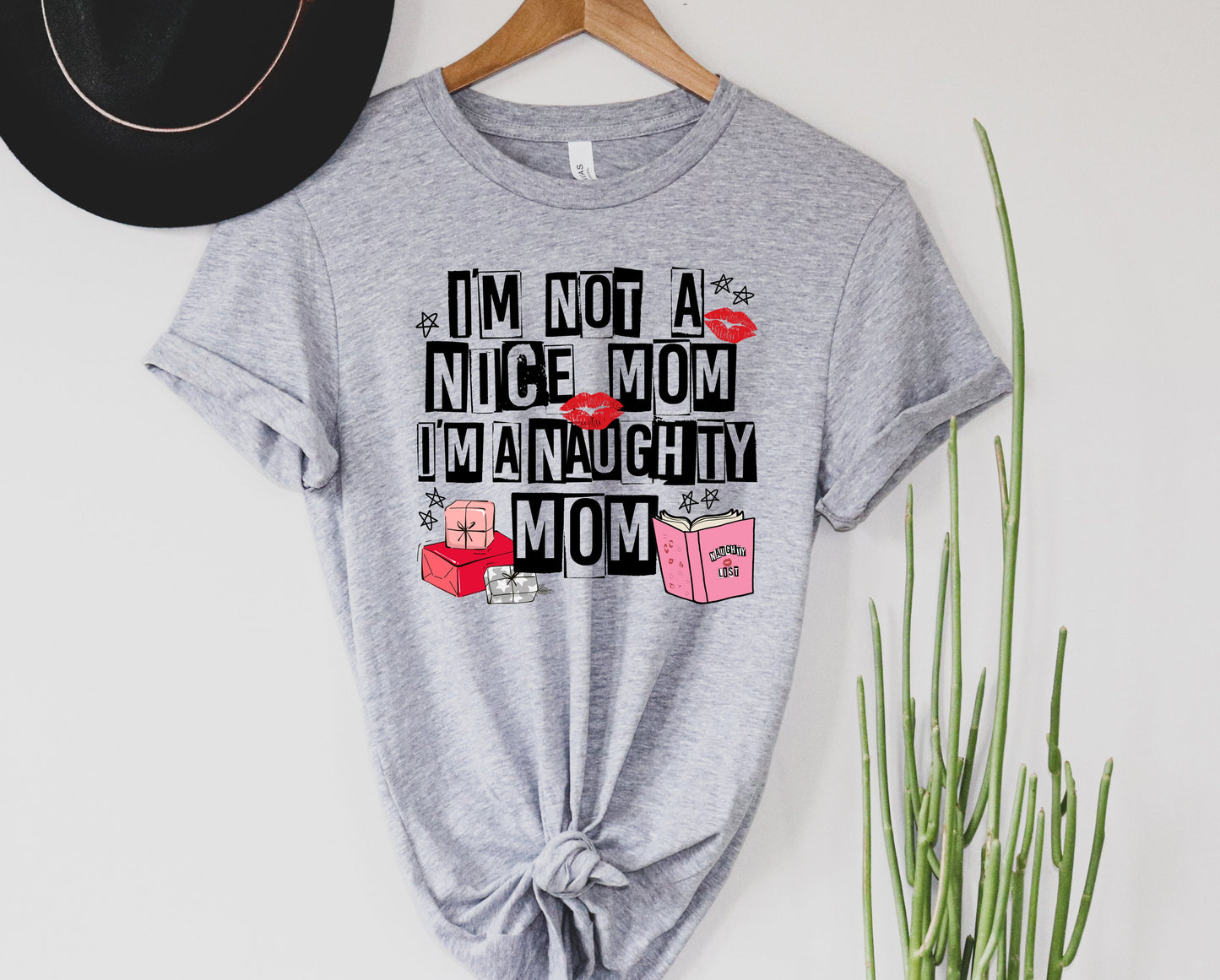 Wholesale I'm a Naughty Mom Graphic Tee - Grey Tee