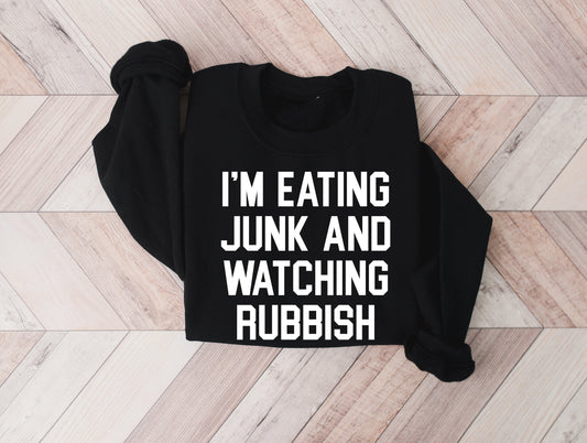 Wholesale I'm Eating Junk and Watching Rubbish Graphic Tee - Green Tee