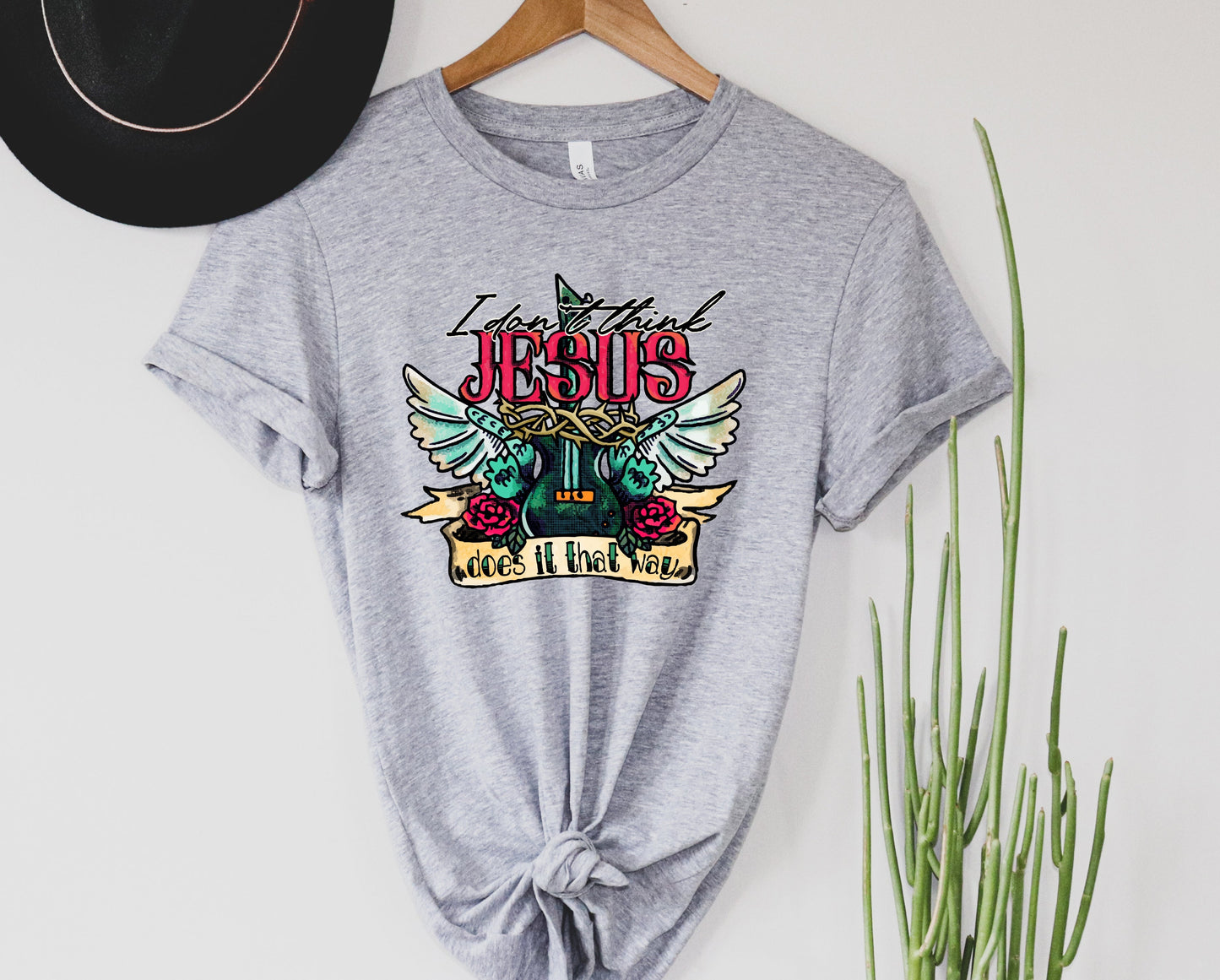 Wholesale I Don't Think Jesus Does it That Way Graphic Tee - Heather Grey