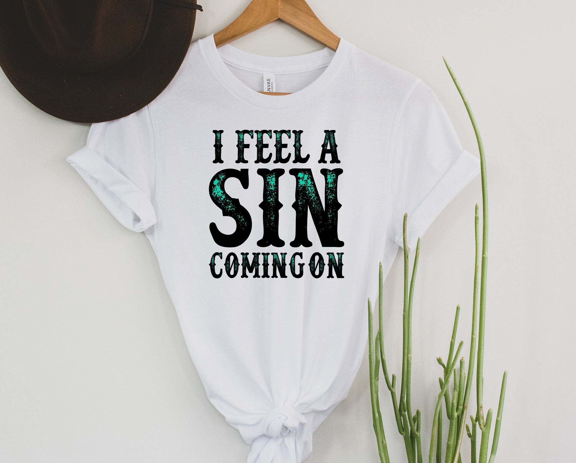 Wholesale I Feel a Sin Coming On Graphic Tee - Heather Sand