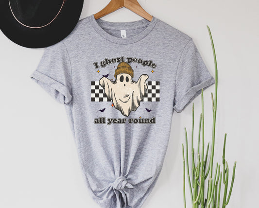Wholesale I Ghost People All Year Round Graphic Tee - Heather Grey