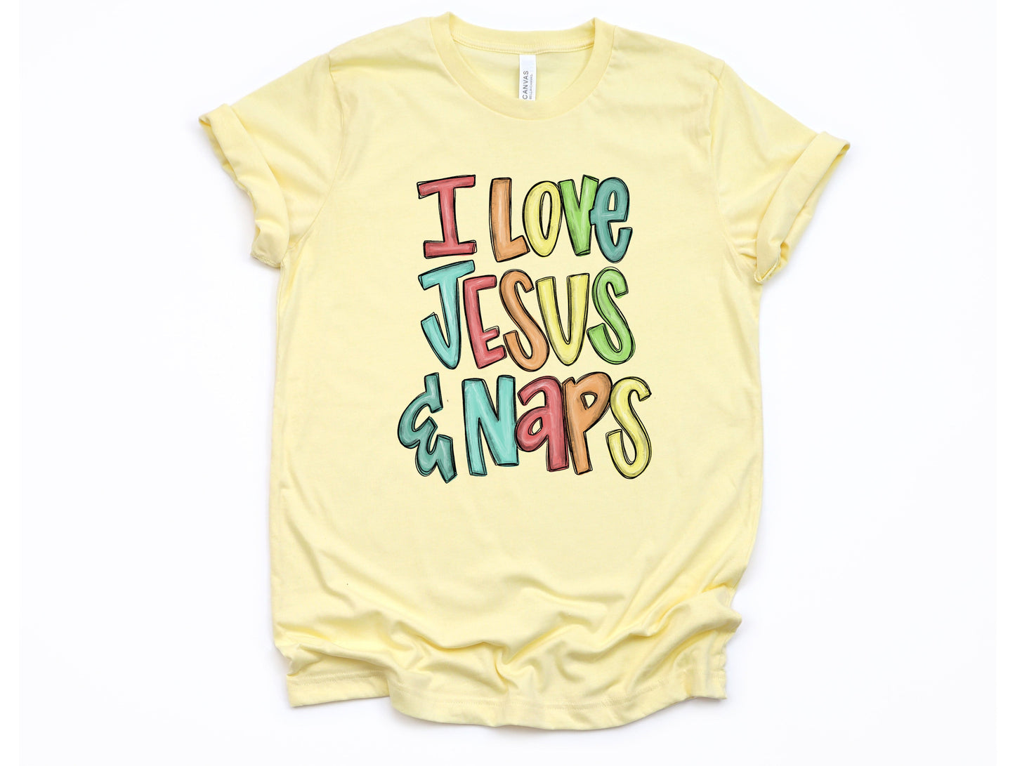 Wholesale I Love Jesus and Naps Graphic Tee - Yellow