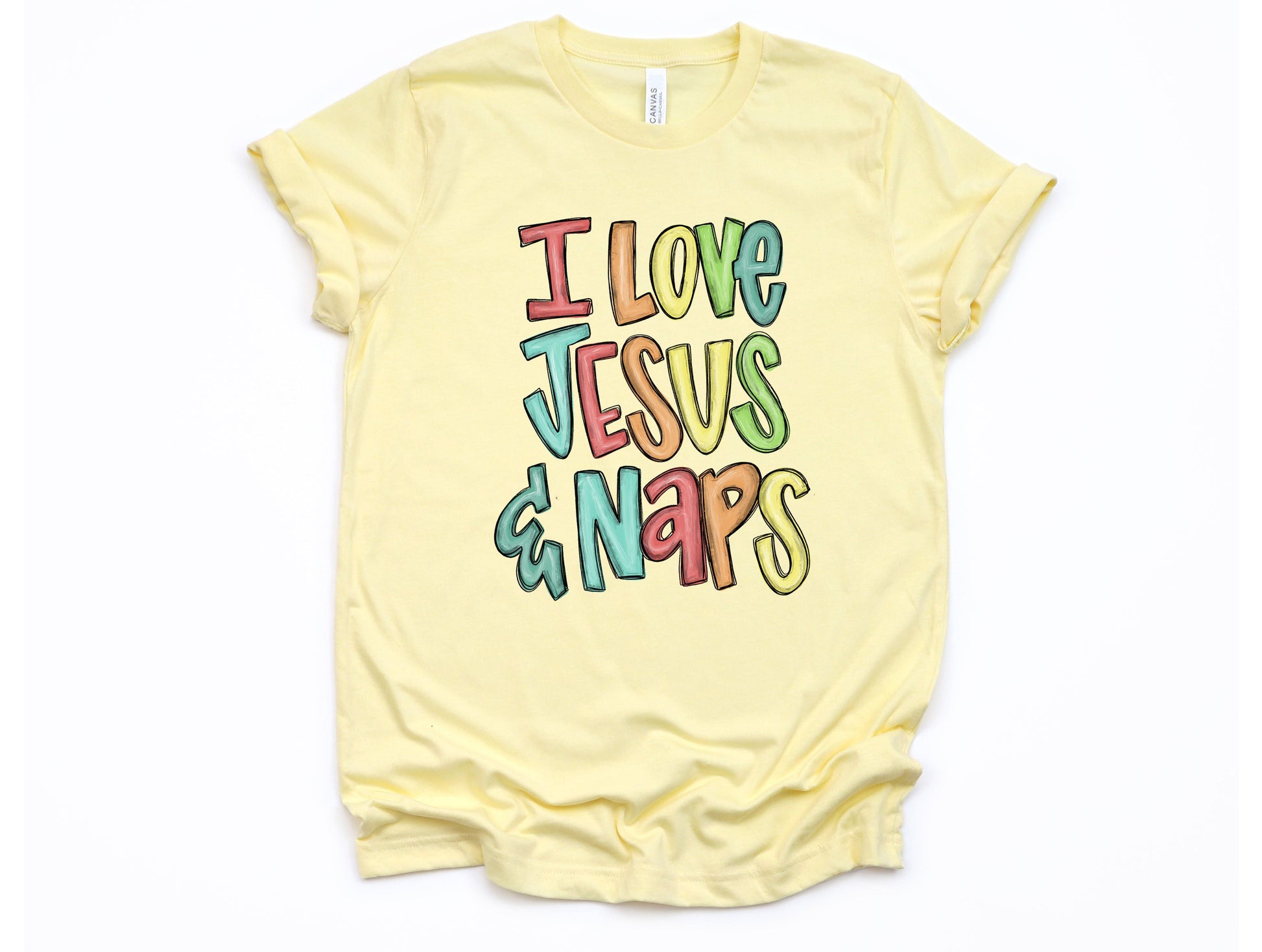 Wholesale I Love Jesus and Naps Graphic Tee - Yellow