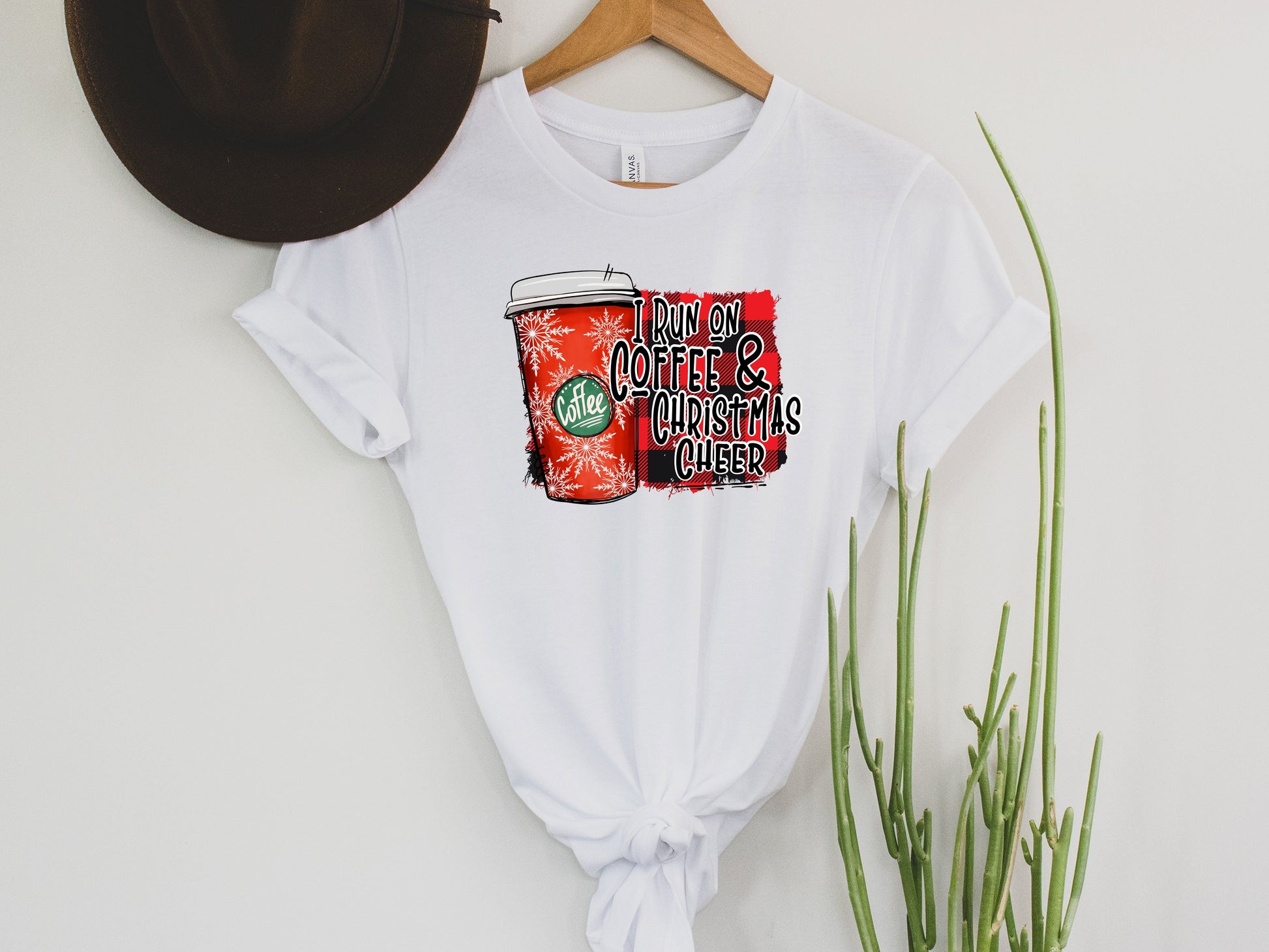 Wholesale Coffee & Christmas Graphic Tee - White