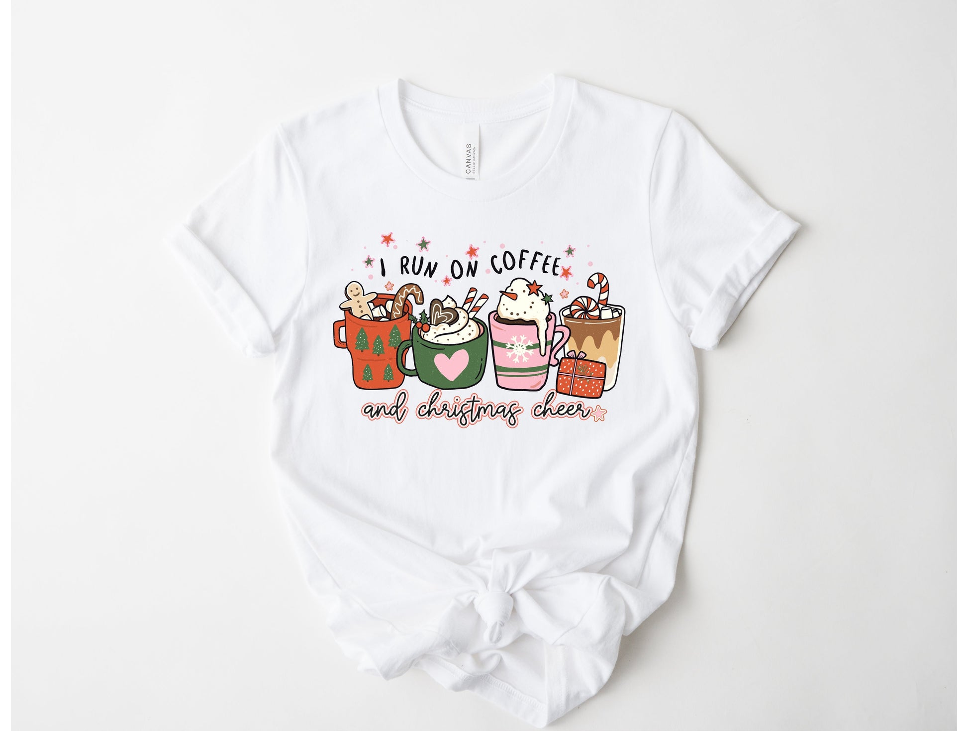 Wholesale I Run on Coffee and Christmas Cheer Graphic Tee - White Tee