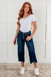  Janice High Rise Button Fly Wide Leg Crop Jeans