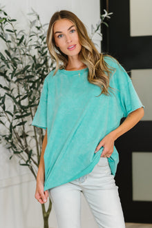  Just My Type Mineral Wash Relaxed Top in Turquoise