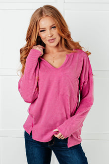  Kinda Sorta Ribbed Top in Magenta