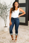 Karen High Rise Double Waist Band Capri Jeans