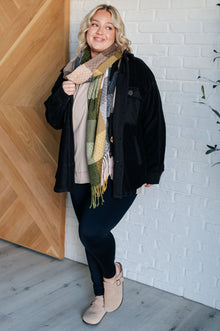  Keep Me Cozy Checkered Fringe Scarf in Woodland Shades