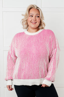  Least High Maintenance Contrast Trim Sweater in Pink