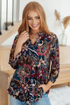 Lizzy Top in Wine Paisley