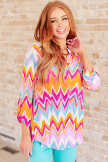  Lizzy Top in Orange Multi Chevron