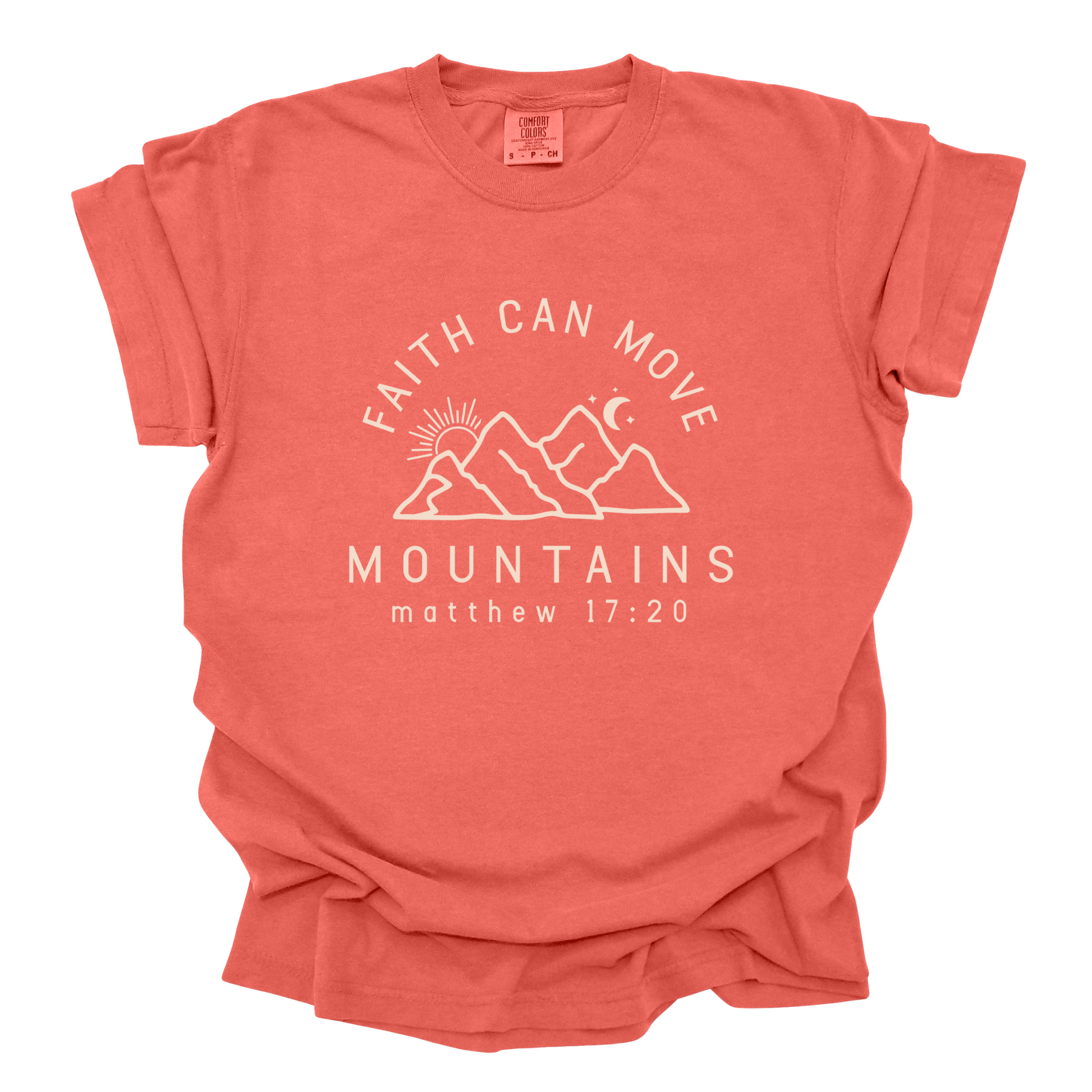Wholesale Matthew 17:20 Graphic Tee - CC Bright Salmon Tee
