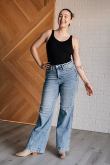  Melia High Rise Side Seam Detail Wide Leg Jeans