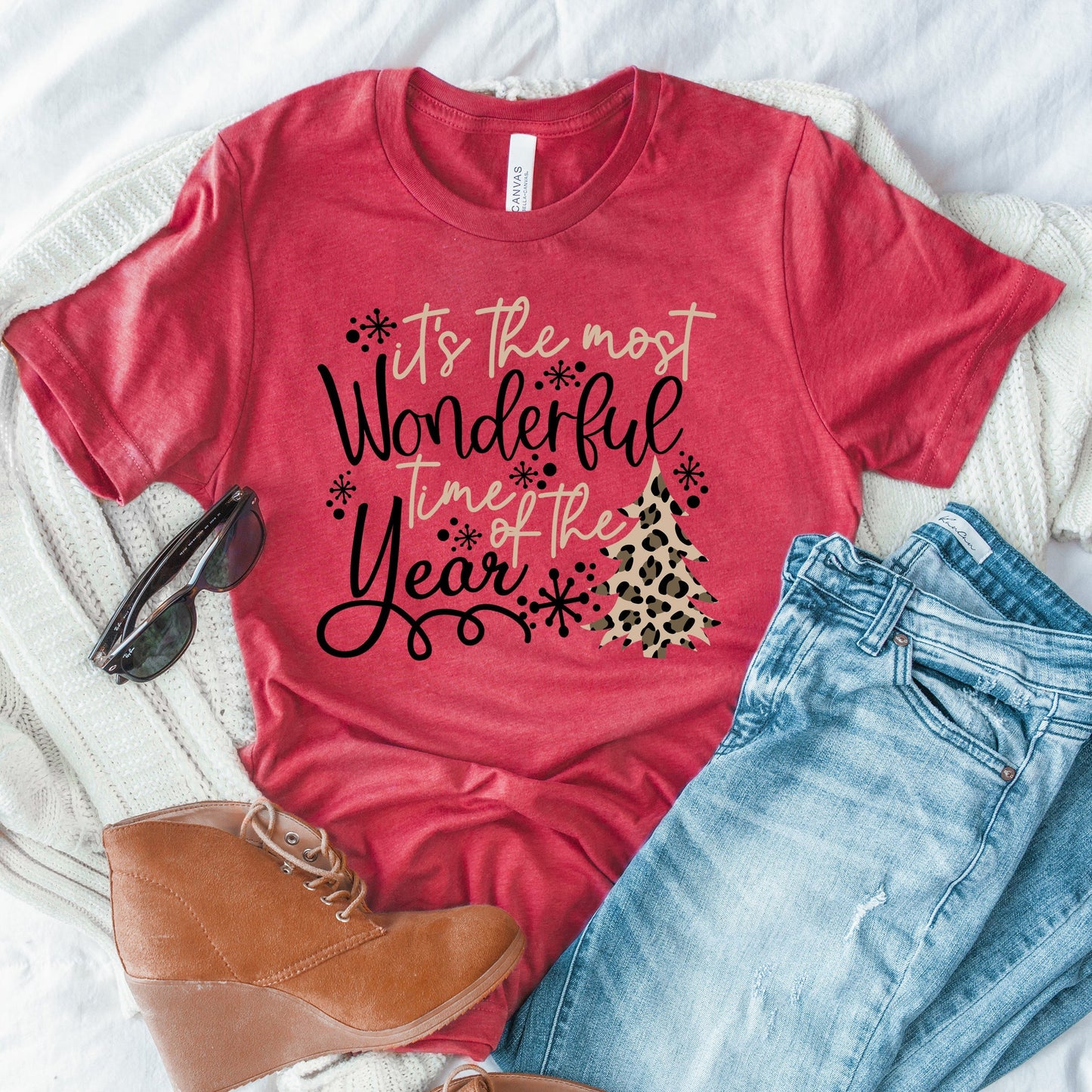 Wholesale Most Wonderful Time of the Year Graphic Tee - Heathered Red