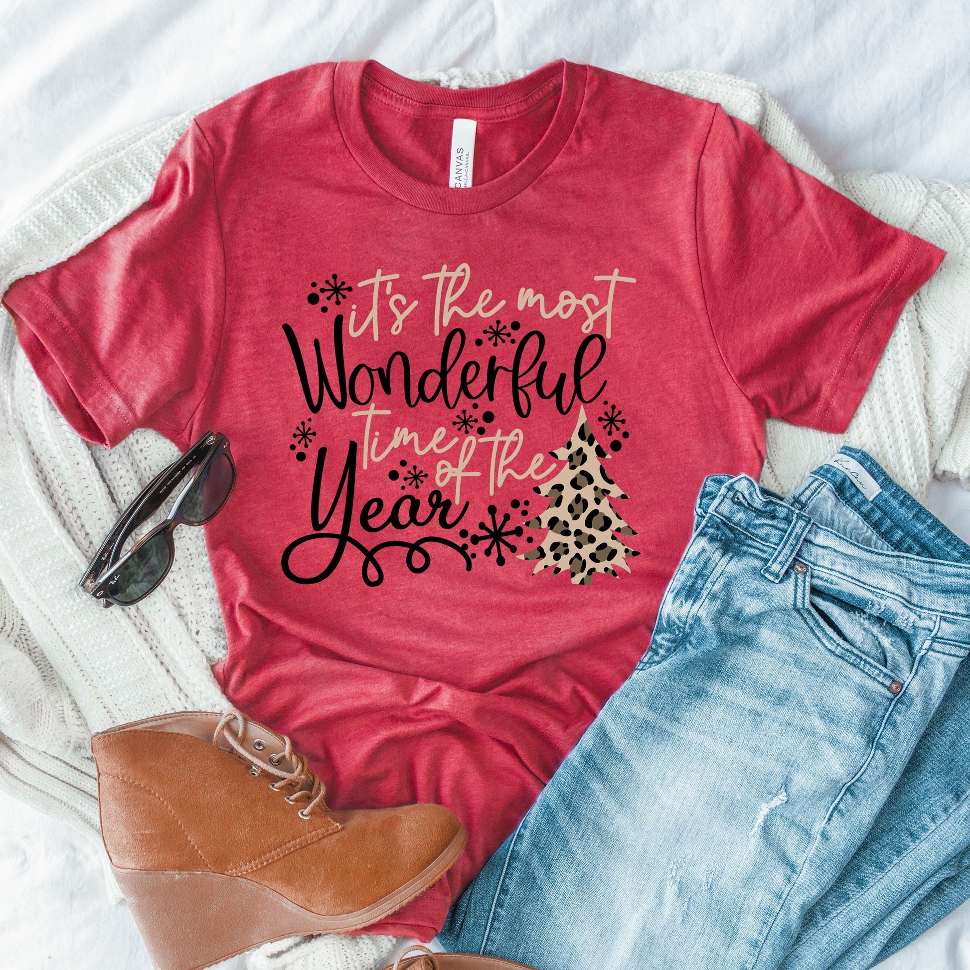 Wholesale Most Wonderful Time of the Year Graphic Tee - Heathered Red