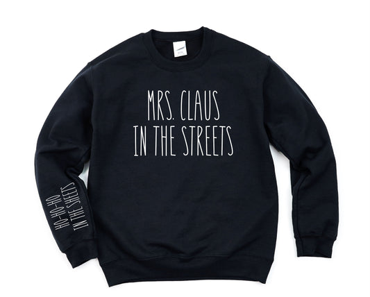 Wholesale Mrs. Claus in the Streets Graphic Tee - Red Long Sleeve