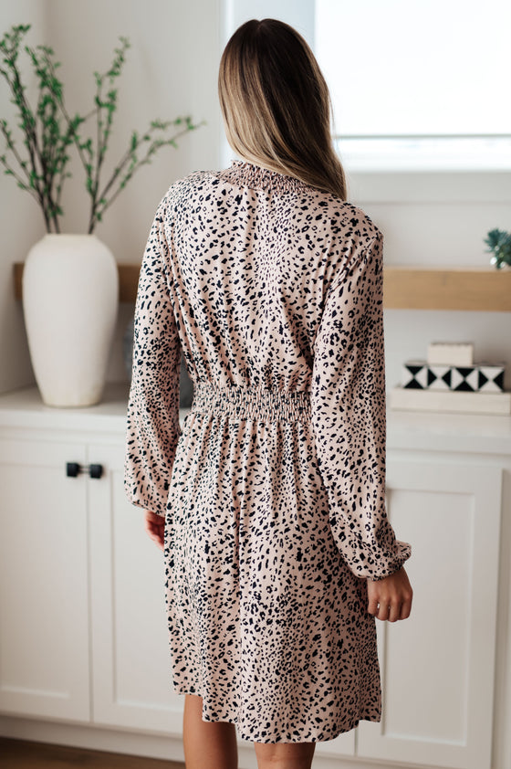 Ophelia Animal Print Shirred Waist Dress