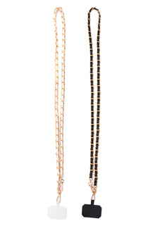  PU Leather Gold Chain Cell Phone Lanyard Set of 2