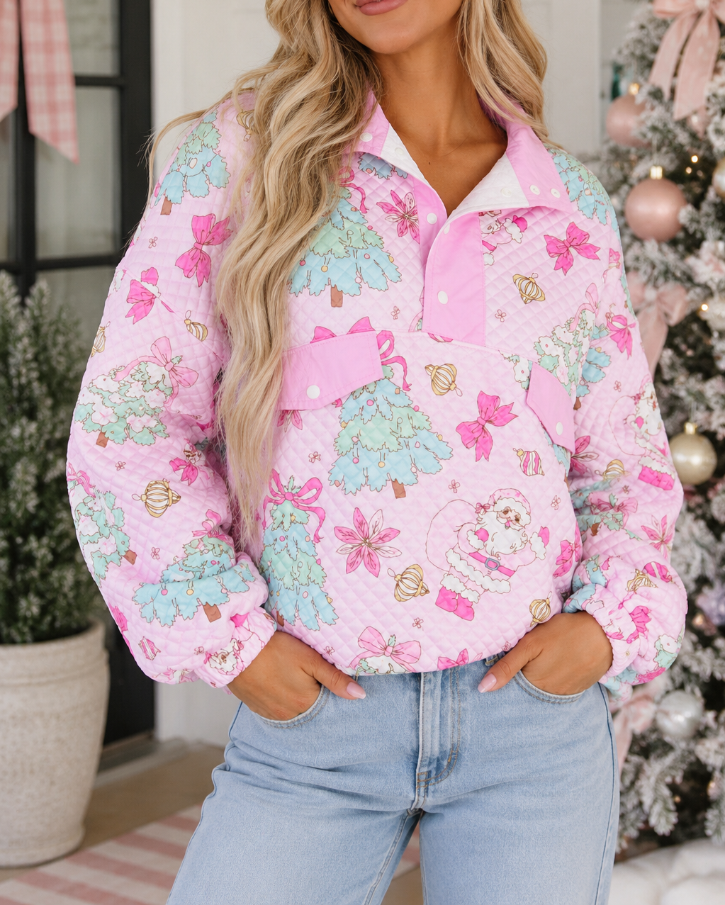 Pretty in Pink Christmas Pullover