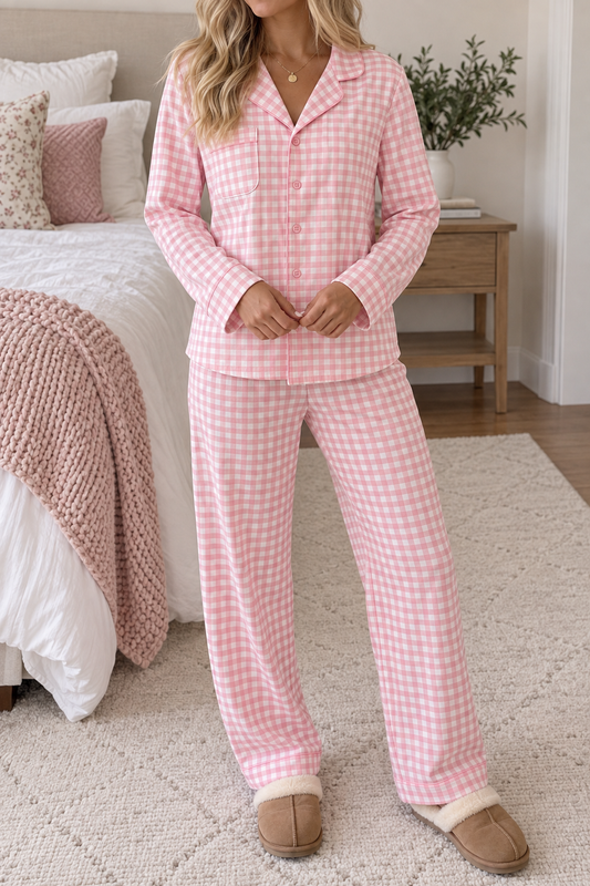 Sweet Dreams Pink Plaid Pajama Set