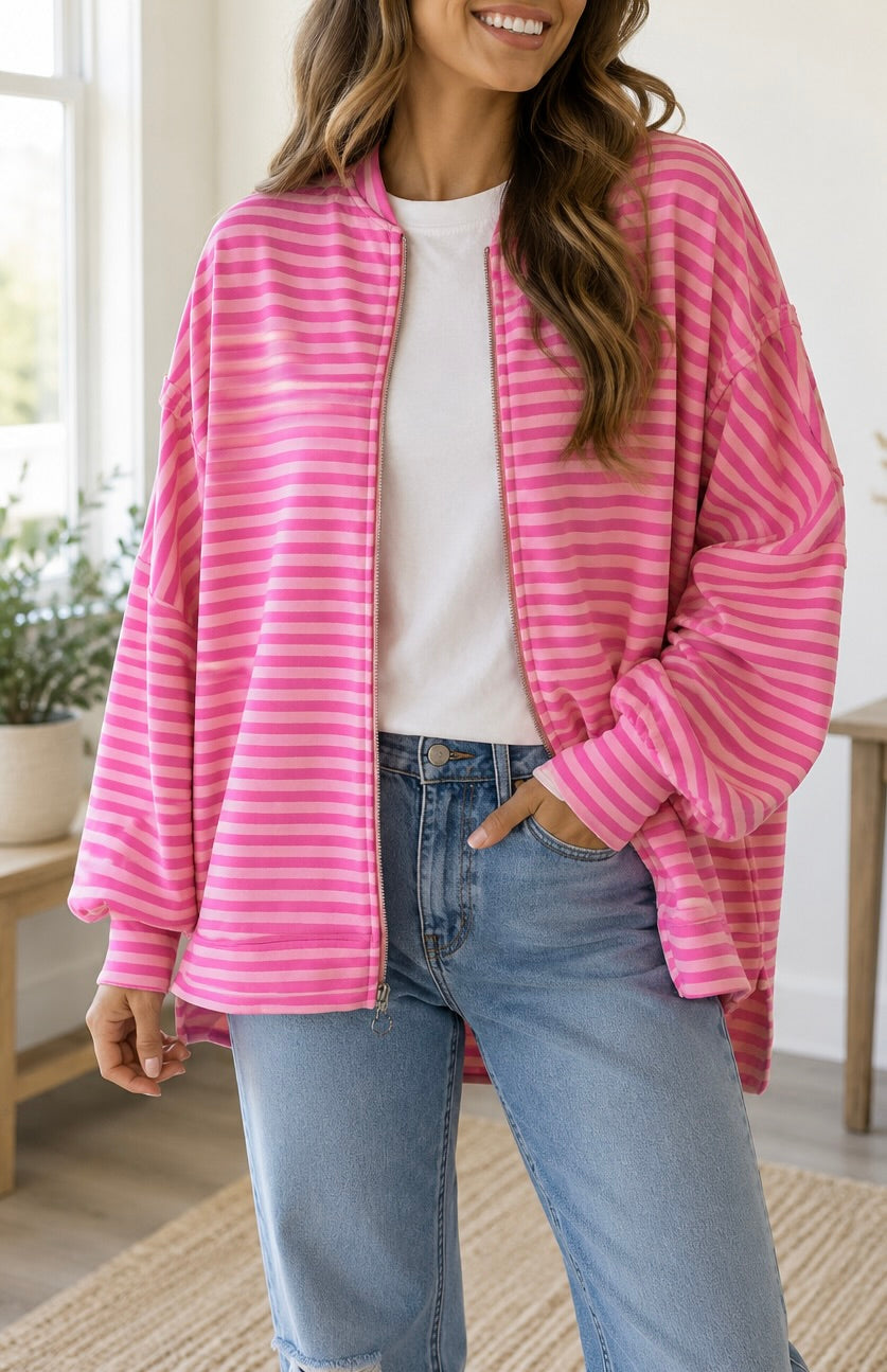 The Harper Stripe Zip Jacket