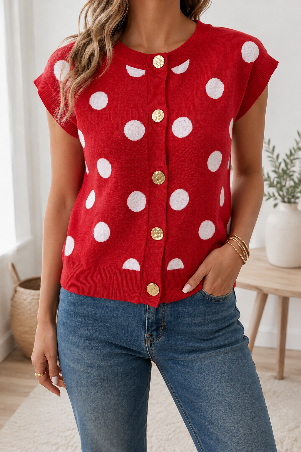 The Ruby Dot Sweater Vest