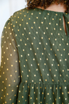 Coya Metallic Dot Tiered Blouse in Olive