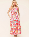 Coral Midi Dress with Pockets