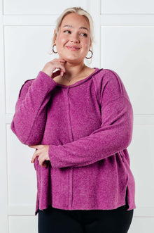  Simple Silhouette Brushed Hacci Sweater in Light Plum