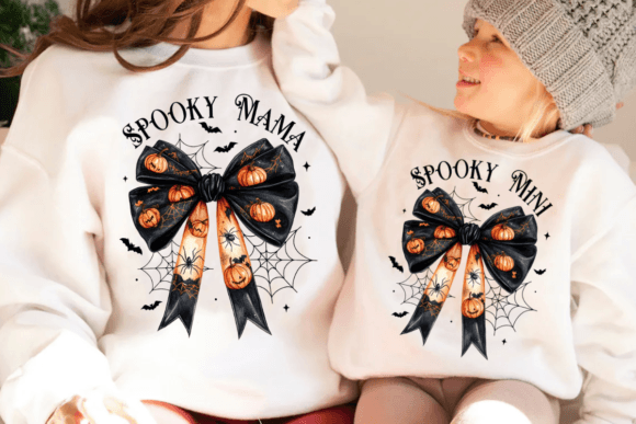 Wholesale Spooky Mama Coquette and Spooky Mini Coquette Graphic Tee - White Tee