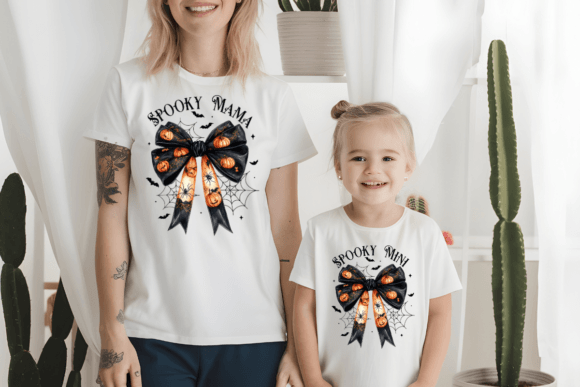 Wholesale Spooky Mama Coquette and Spooky Mini Coquette Graphic Tee - White Sweatshirt