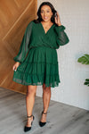 Starlit Glow V-Neck Tiered Dress in Hunter Green