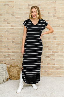  Striped Maxi Dress In Black
