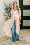 Tropical Print Gauze Kimono - Milk Tea